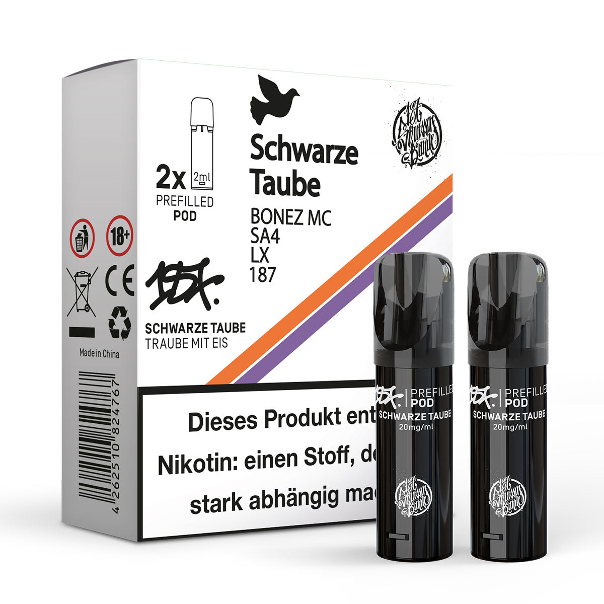 Schwarze Taube - 20mg/ml - Prefilled Pods (MatchBar) (2 Stück)