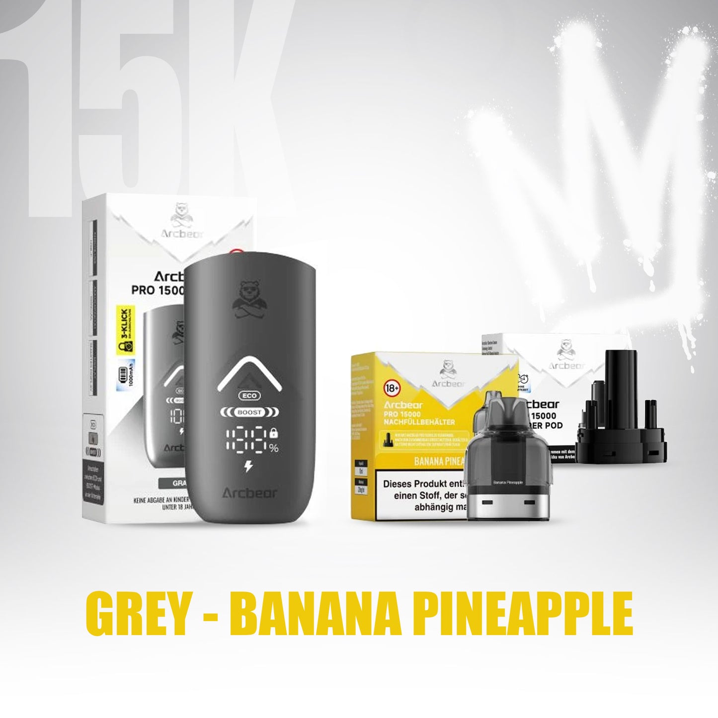 ArcBear Pro 15000 - Banana Pineapple - Starter Kit - Grey