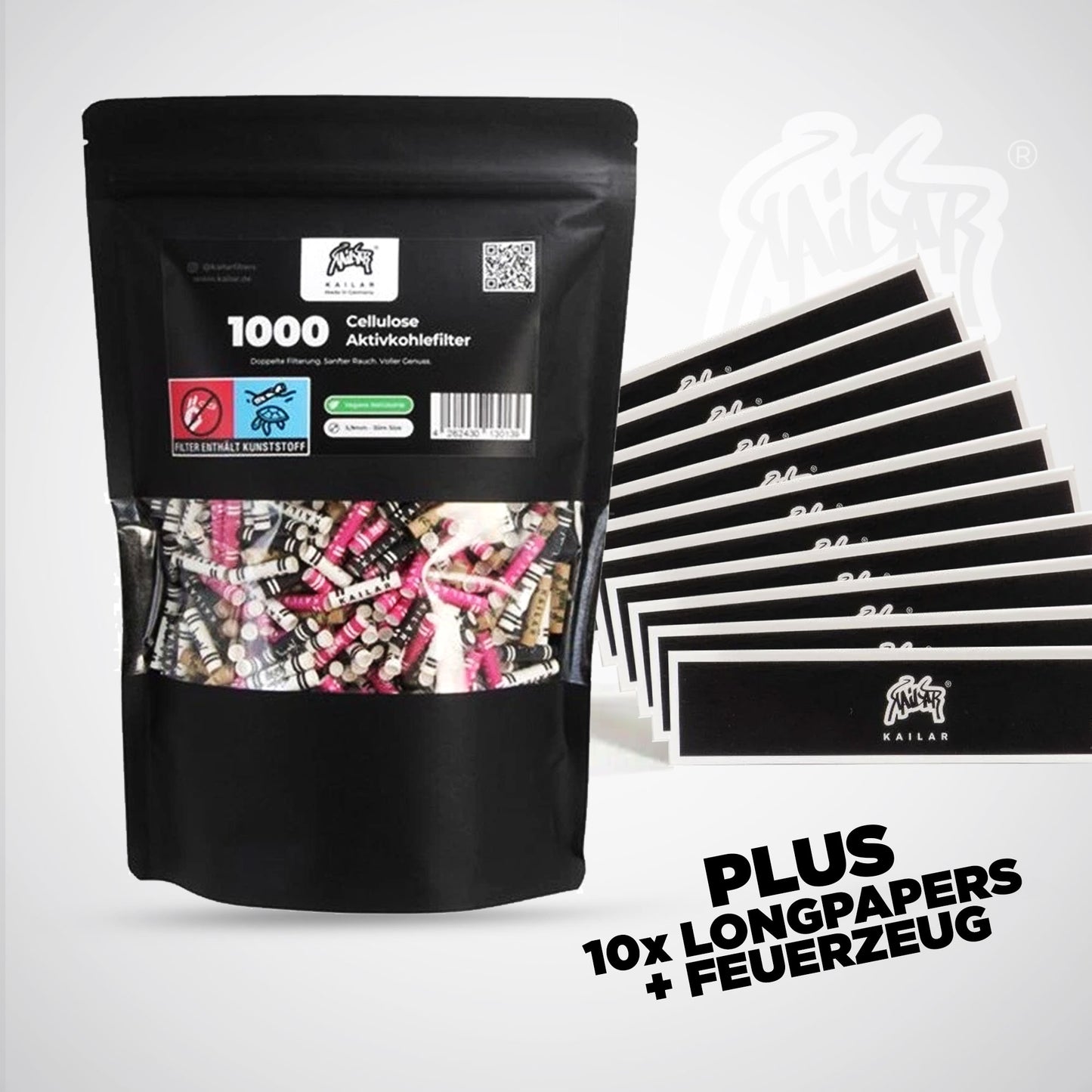 Kailar Aktivkohlefilter Cellulose Slim Mixed 6mm (1000 Stück)