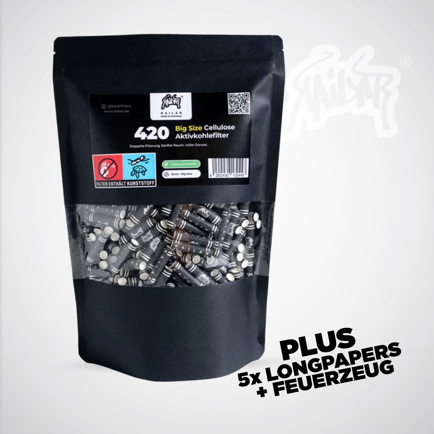 Kailar Aktivkohlefilter Cellulose Slim 9mm Schwarz (420 Stück)