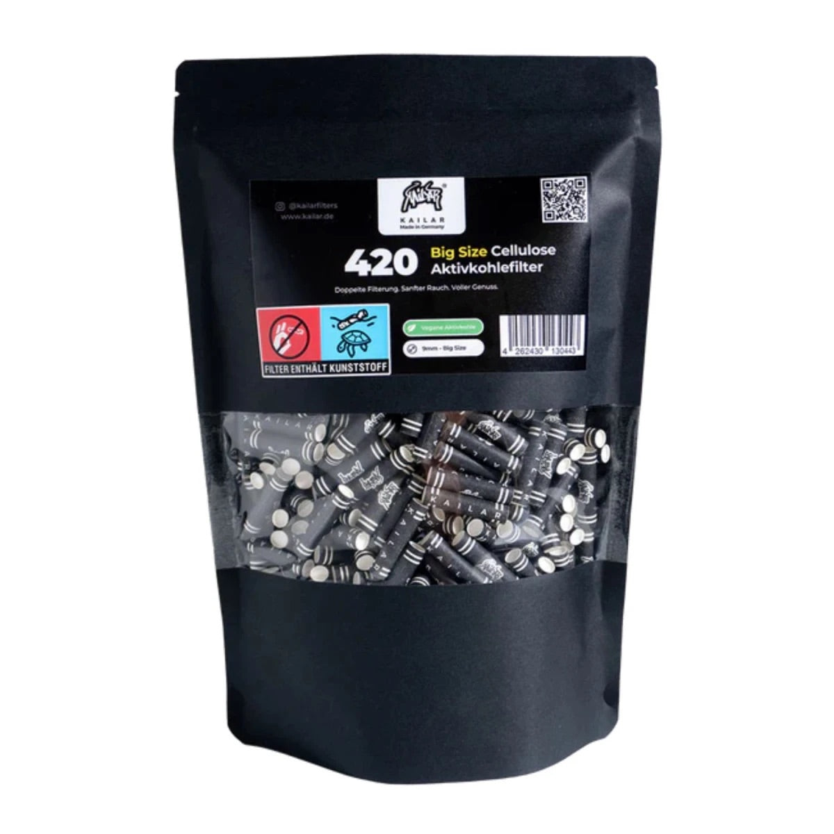 Kailar Aktivkohlefilter Cellulose Slim 9mm Schwarz (420 Stück)