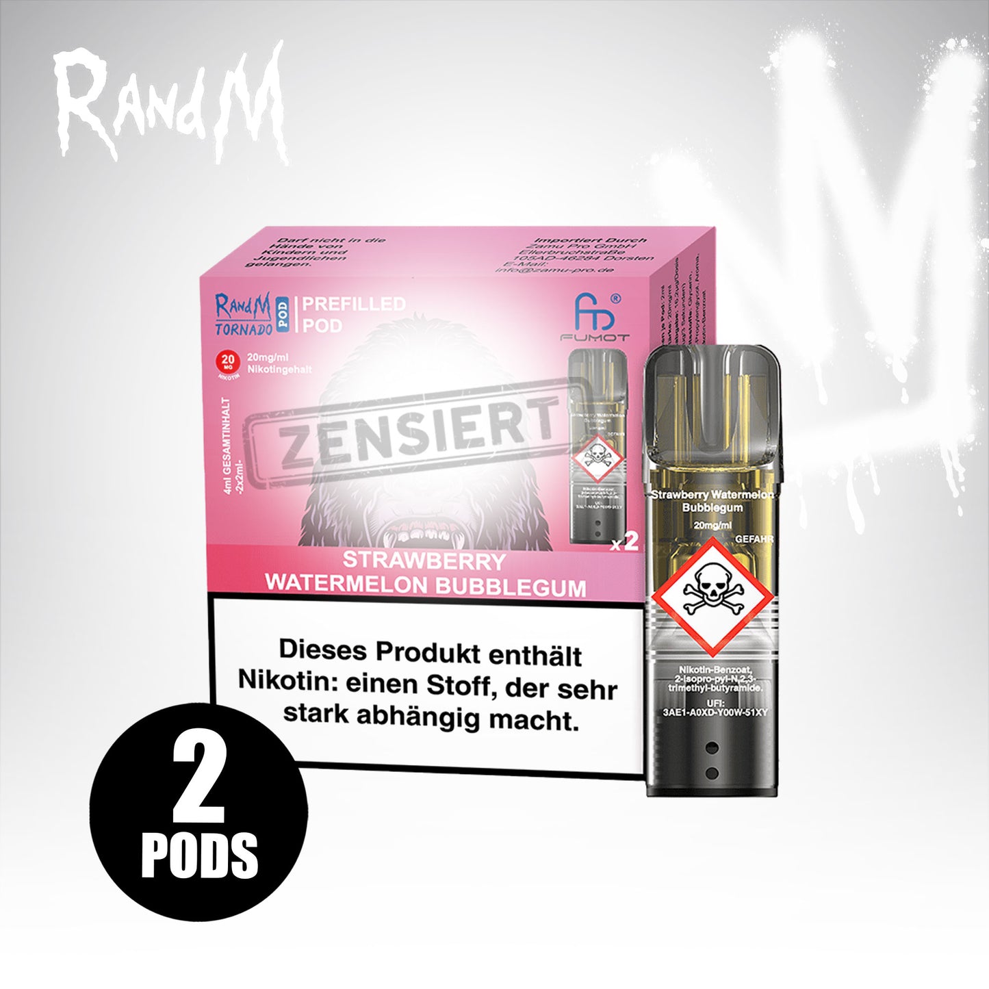 Strawberry Watermelon Bubblegum - 20mg/ml - Prefilled Pods (MatchBar) (2 Stück)