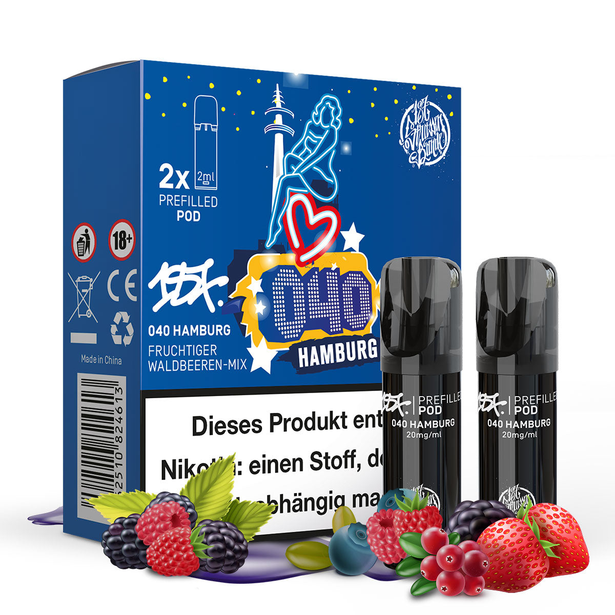 040 Hamburg - 20mg/ml - Prefilled Pods (MatchBar) (2 Stück)