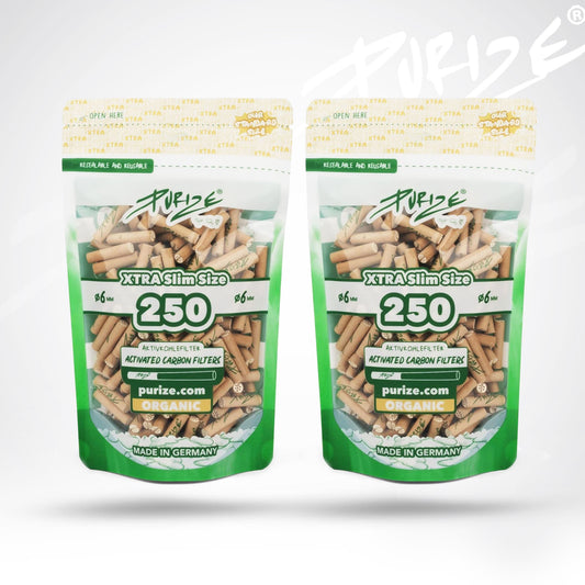 500 PURIZE Aktivkohlefilter Xtra Slim Size 6mm - (2x250 Stück)