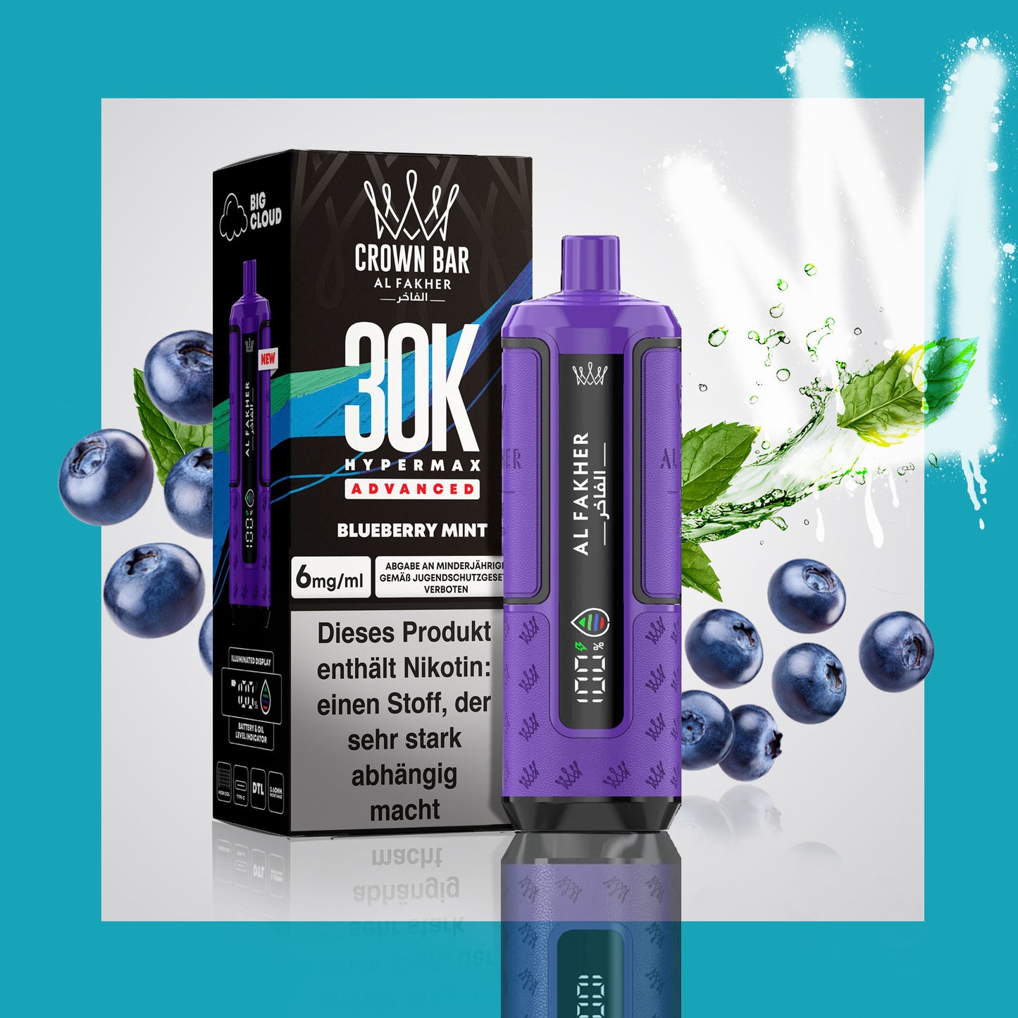 Al Fakher 30K Hypermax - Blueberry Mint