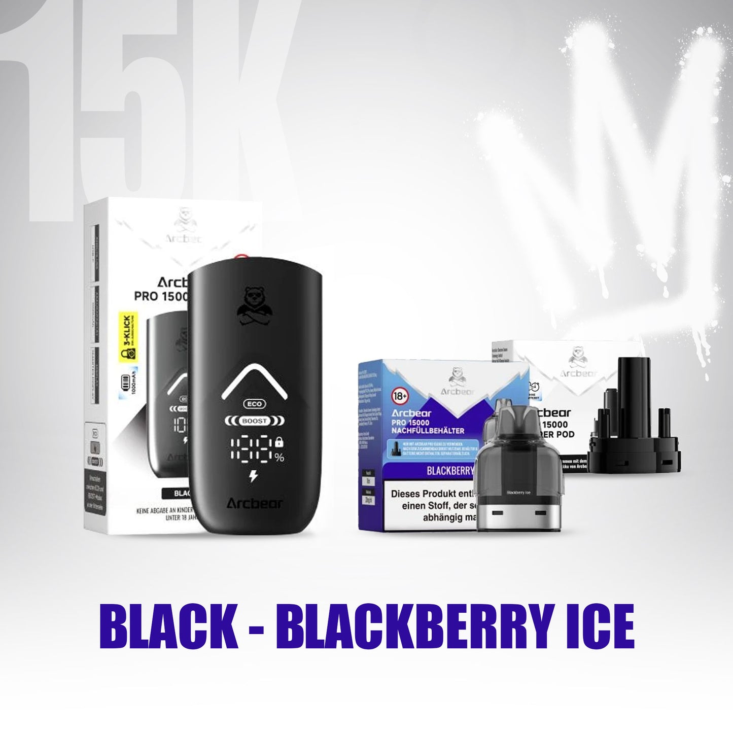 ArcBear Pro 15000 - Blackberry Ice - Starter Kit - Black