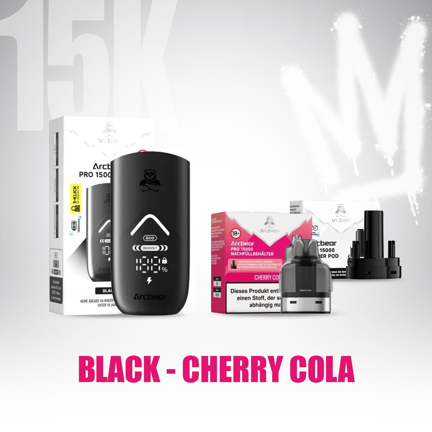 ArcBear Pro 15000 - Cherry Cola - Starter Kit - Black