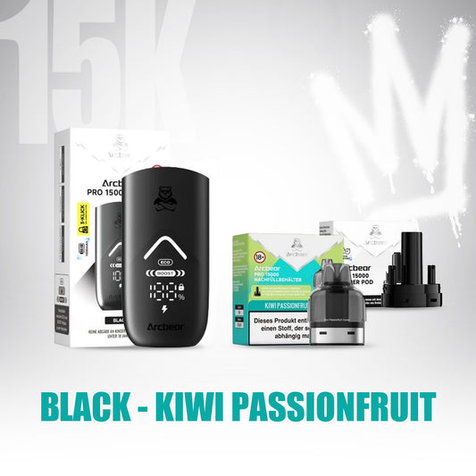 ArcBear Pro 15000 - Kiwi Passionfruit - Starter Kit - Black