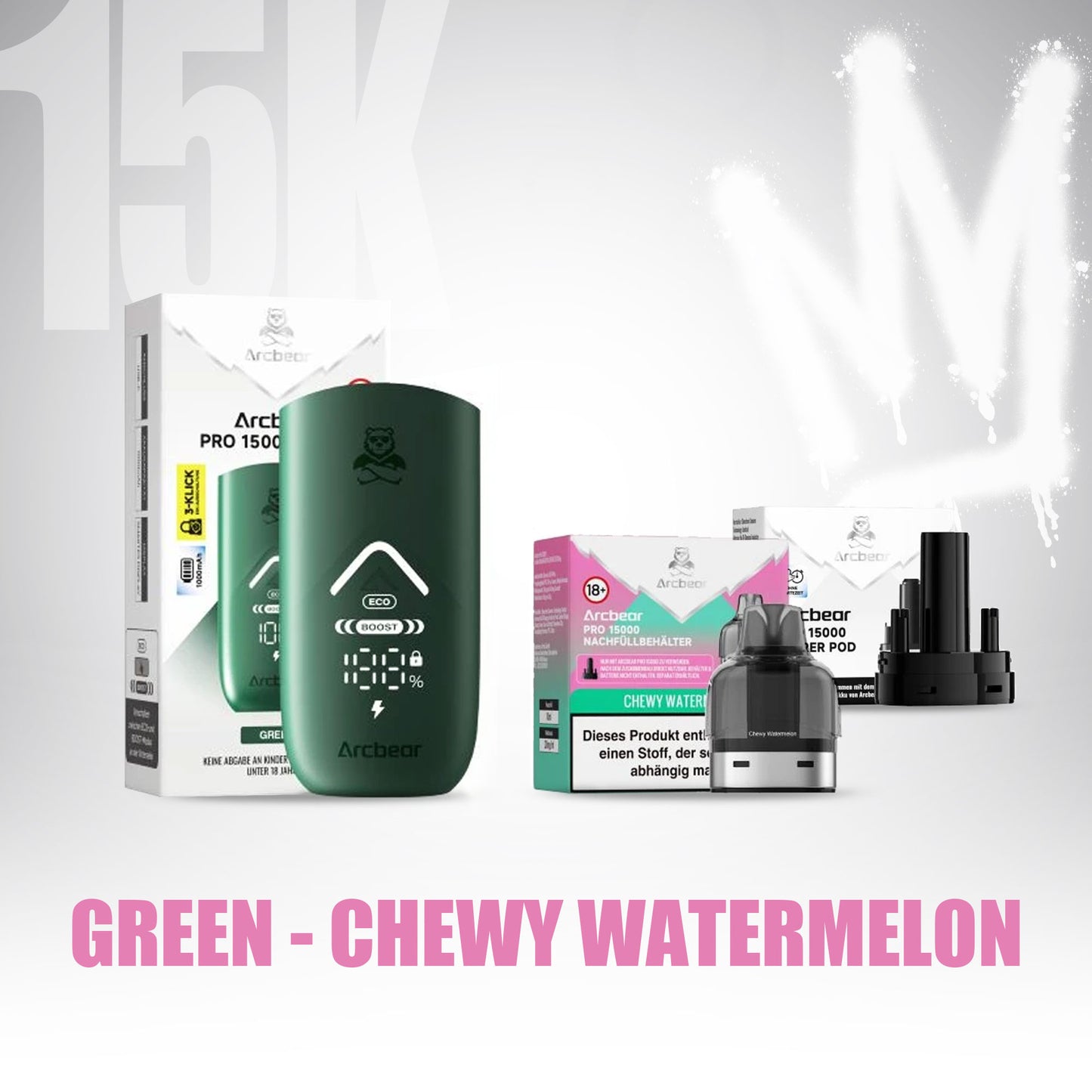 ArcBear Pro 15000 - Chewy Watermelon - Starter Kit - Green