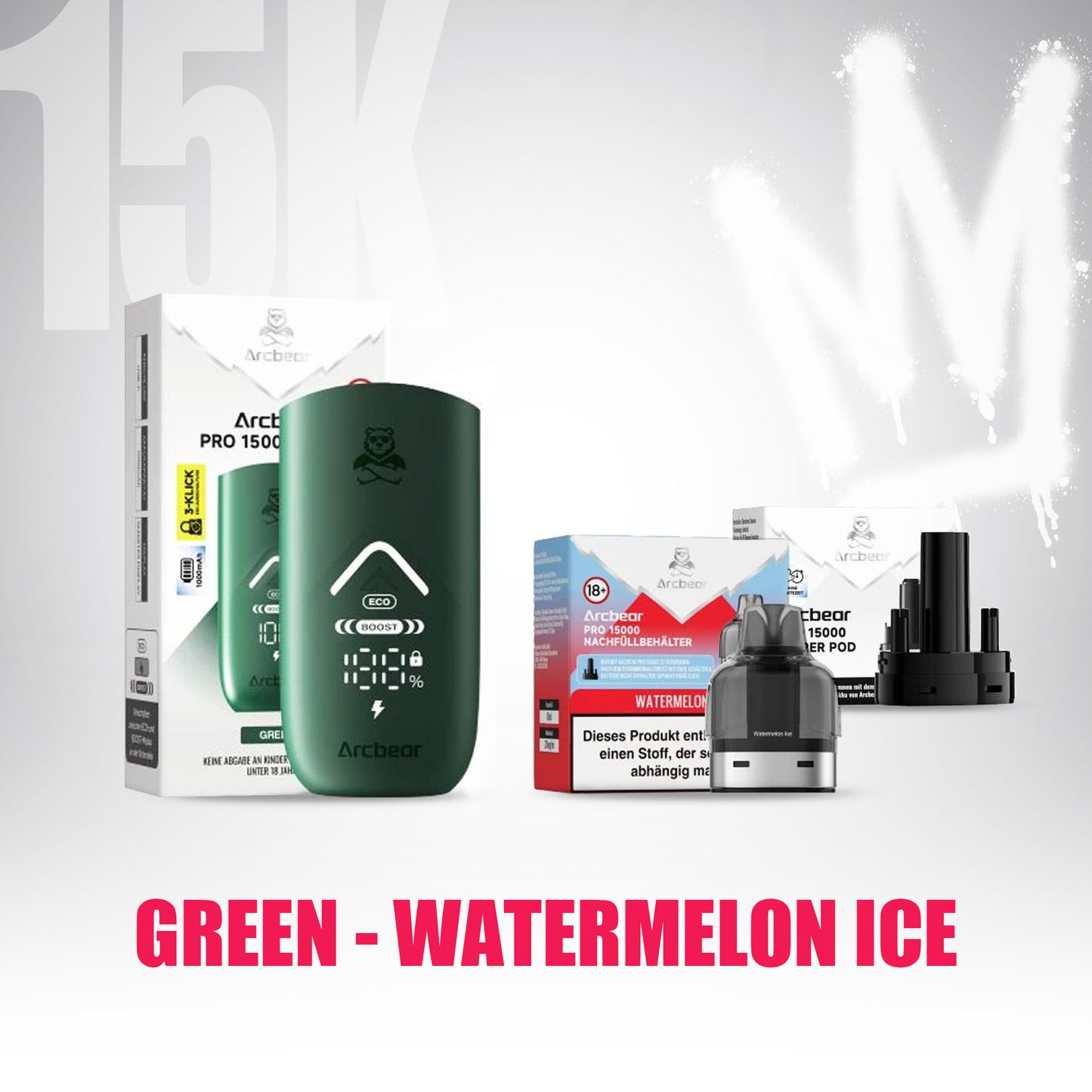ArcBear Pro 15000 - Watermelon Ice - Starter Kit - Green