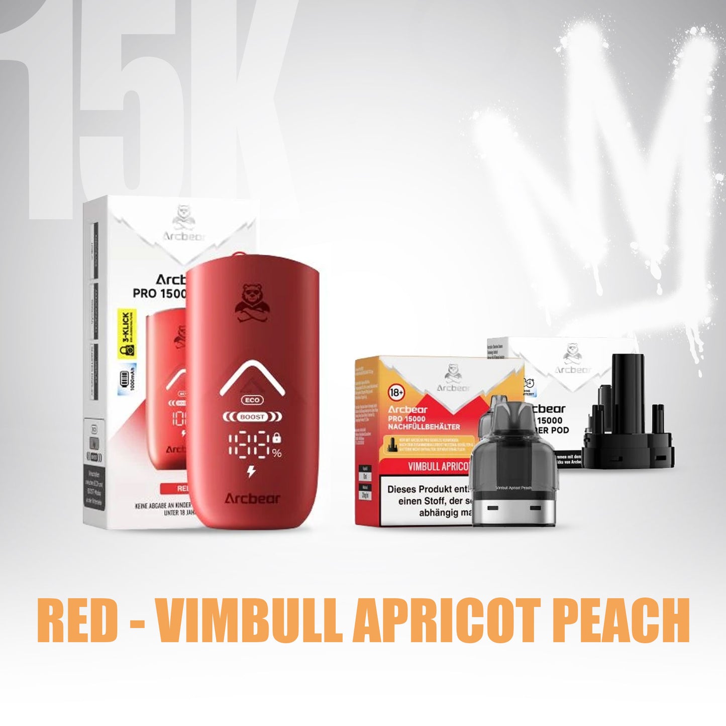 ArcBear Pro 15000 - Vimbull Apricot Peach - Starter Kit - Red