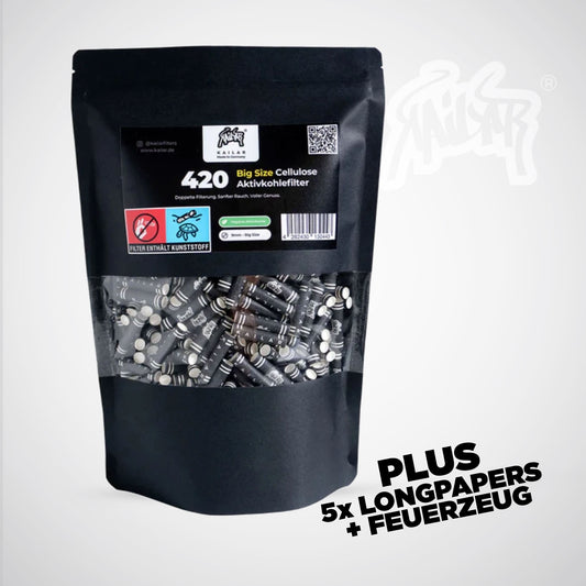 Kailar Aktivkohlefilter Cellulose Slim 9mm Schwarz (420 Stück)