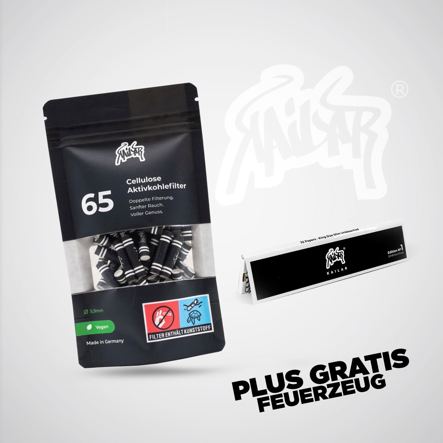 Kailar Aktivkohlefilter Cellulose Slim 6mm (65 Stück)