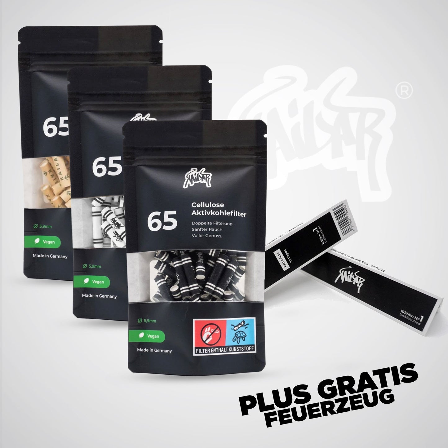 Kailar Aktivkohlefilter Cellulose Slim 6mm (65 Stück)