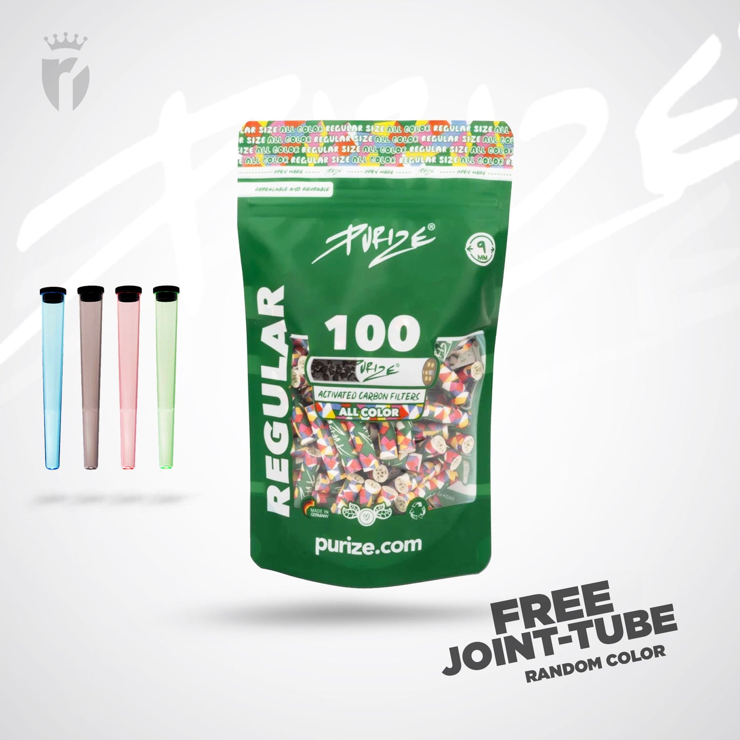 PURIZE Aktivkohlefilter Regular Size 9mm - (100 Stück)