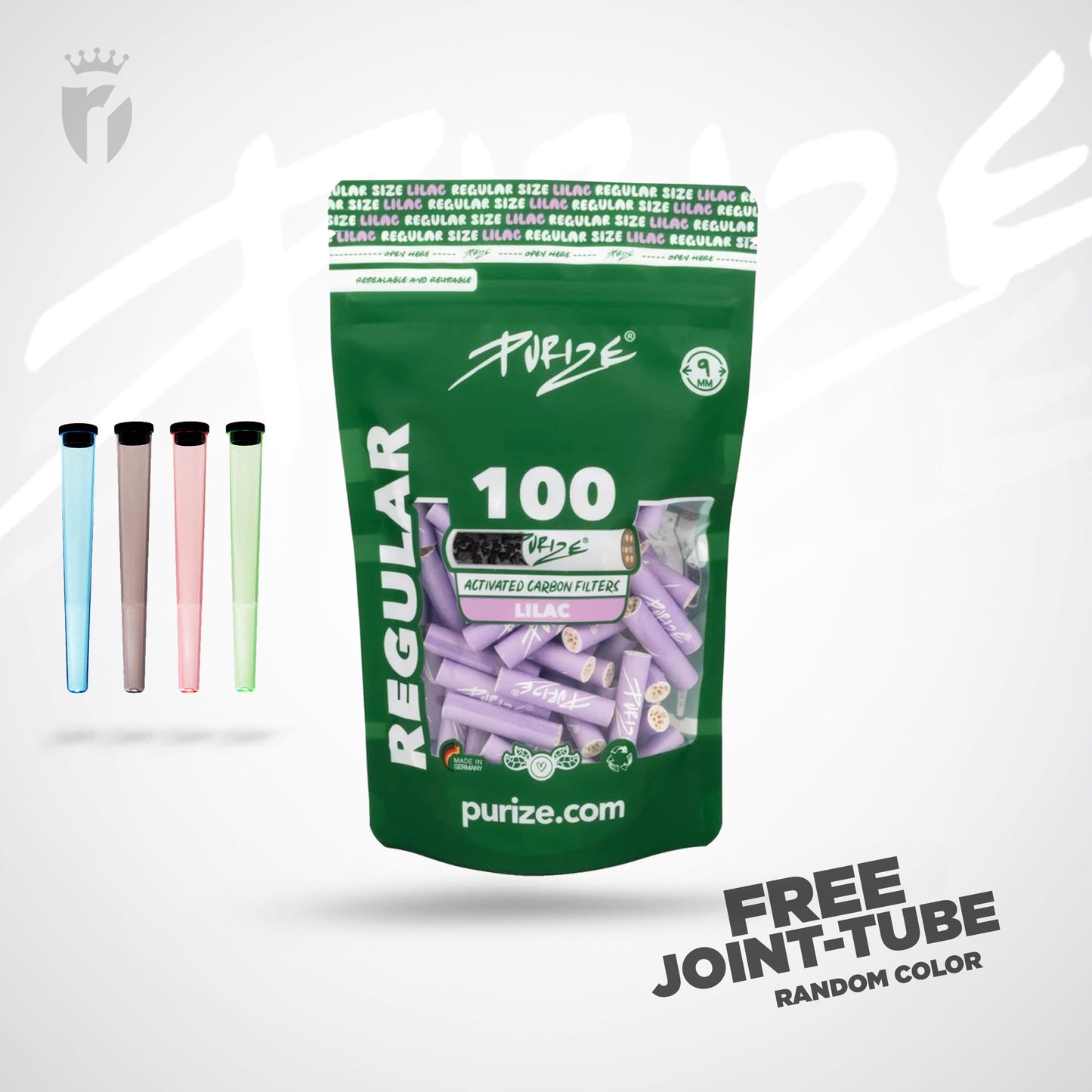 PURIZE Aktivkohlefilter Regular Size 9mm - (100 Stück)