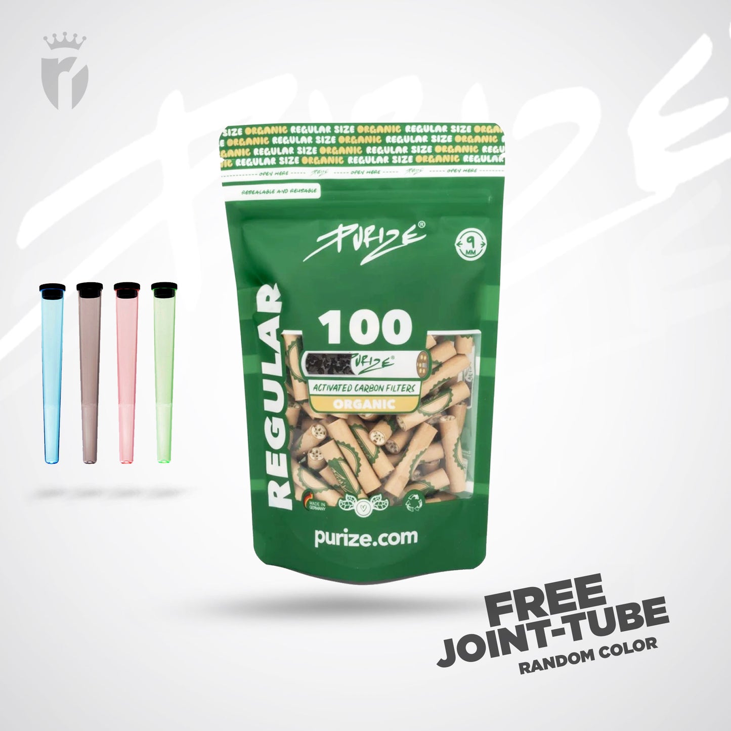 PURIZE Aktivkohlefilter Regular Size 9mm - (100 Stück)