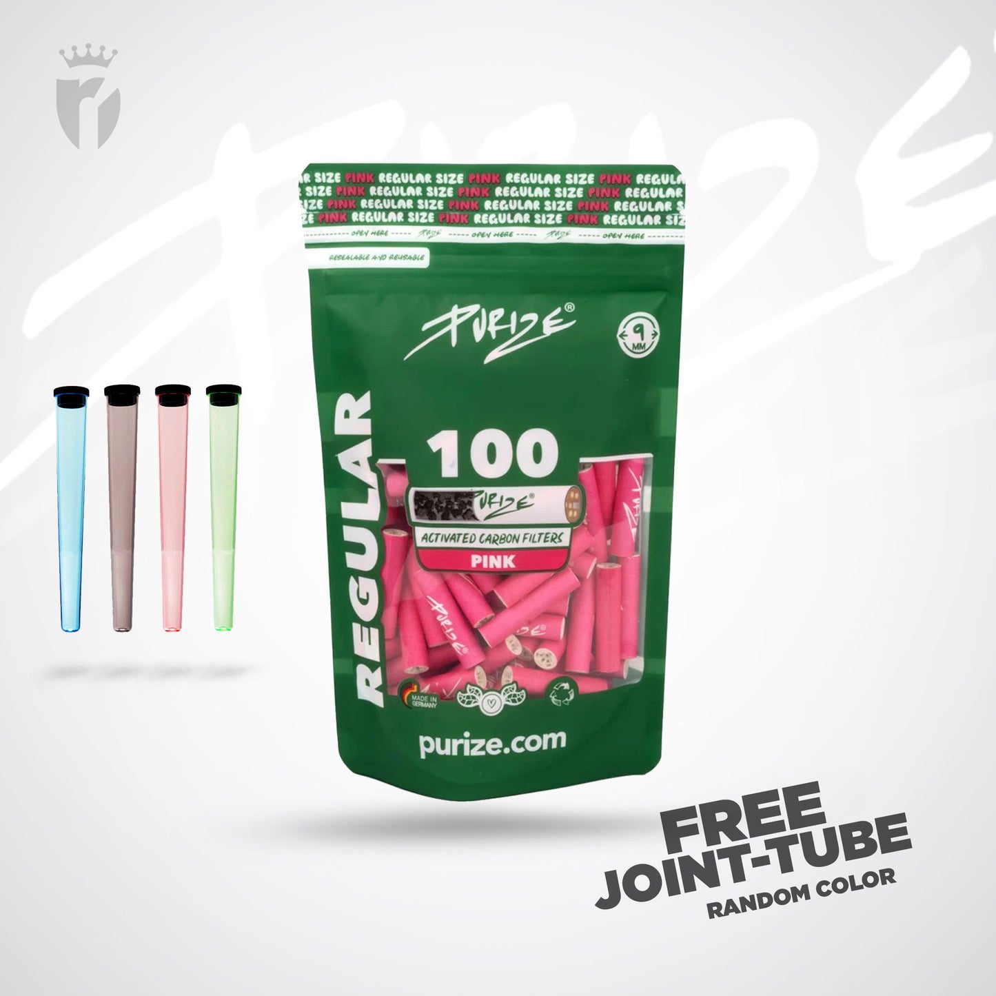 PURIZE Aktivkohlefilter Regular Size 9mm - (100 Stück)