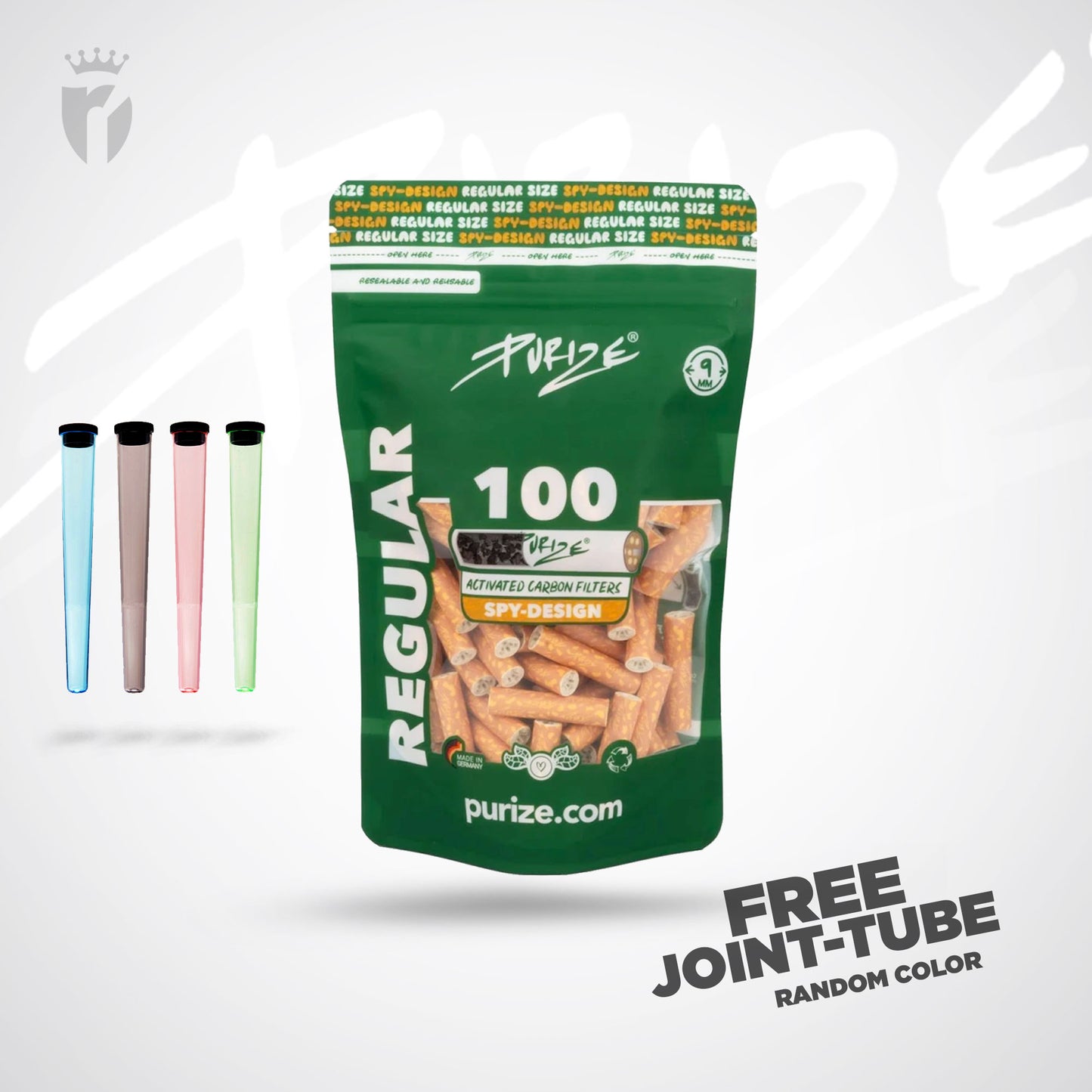 PURIZE Aktivkohlefilter Regular Size 9mm - (100 Stück)