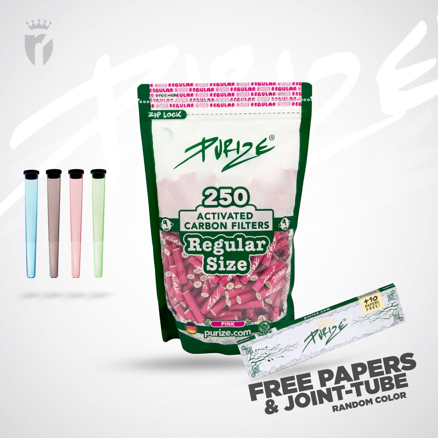 PURIZE Aktivkohlefilter Regular Size 9mm - (250 Stück)