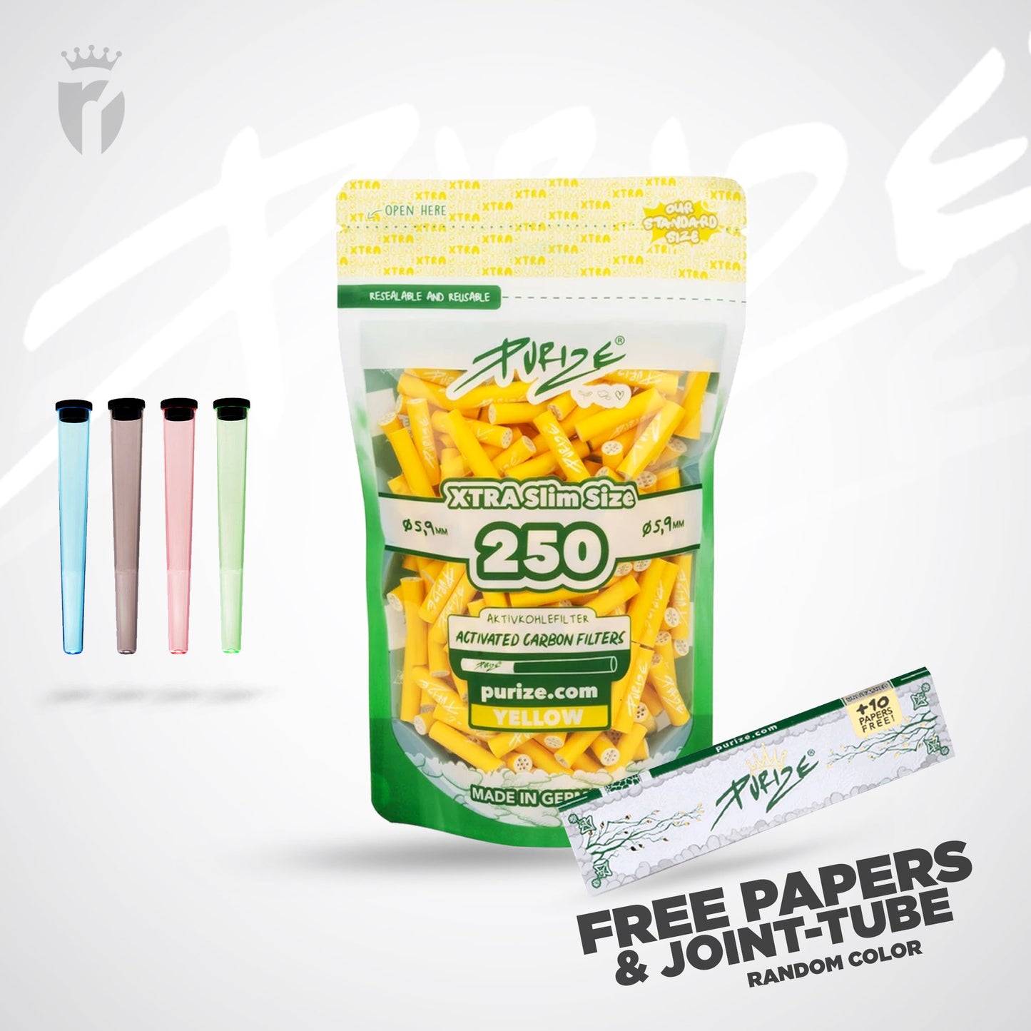 PURIZE Aktivkohlefilter XTRA Slim 6mm - (250 Stück)