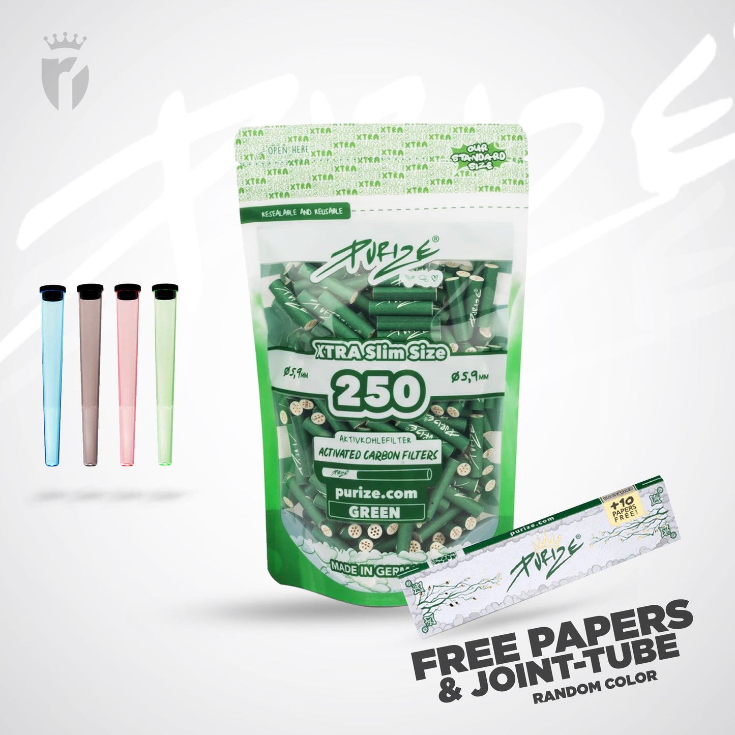 PURIZE Aktivkohlefilter XTRA Slim 6mm - (250 Stück)