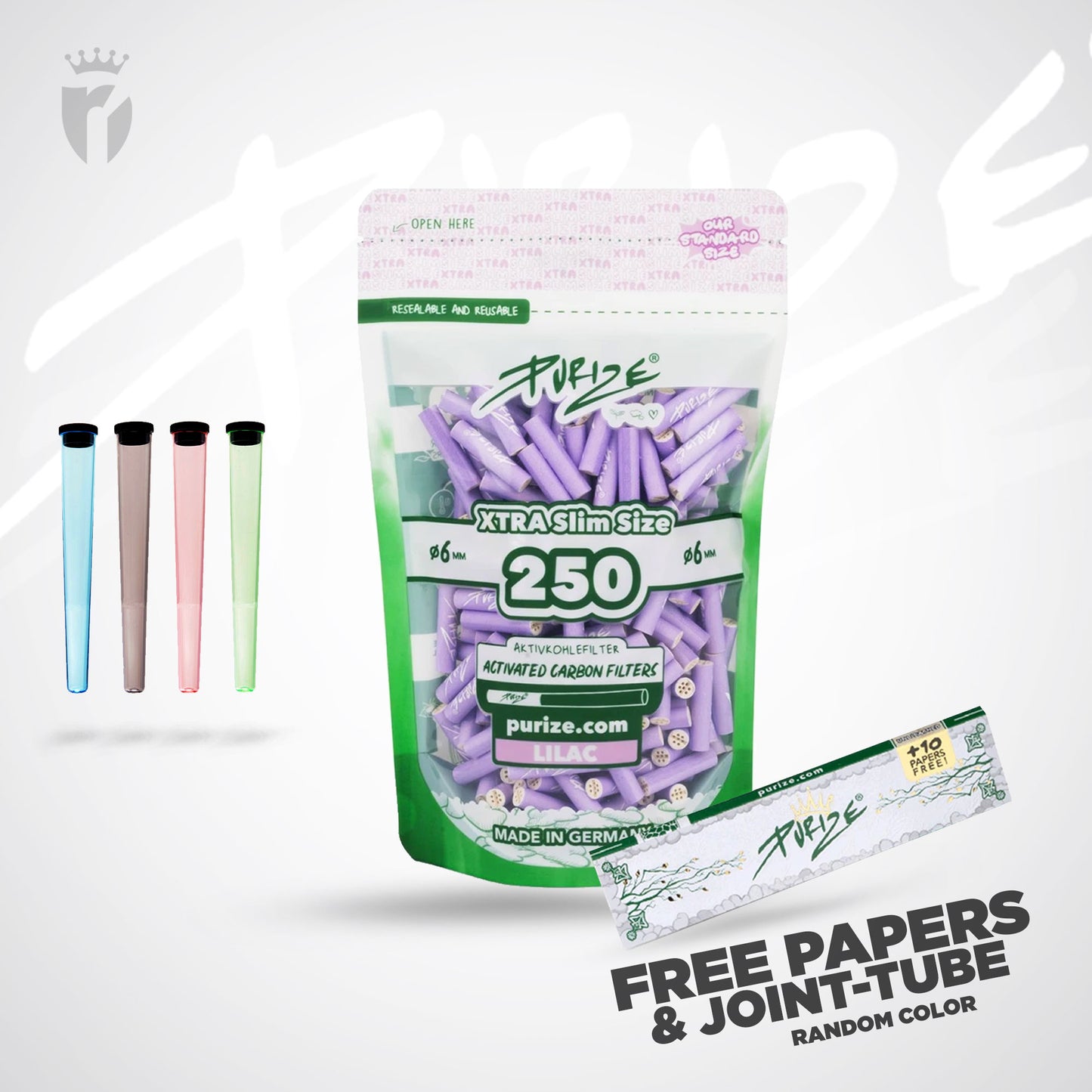 PURIZE Aktivkohlefilter XTRA Slim 6mm - (250 Stück)