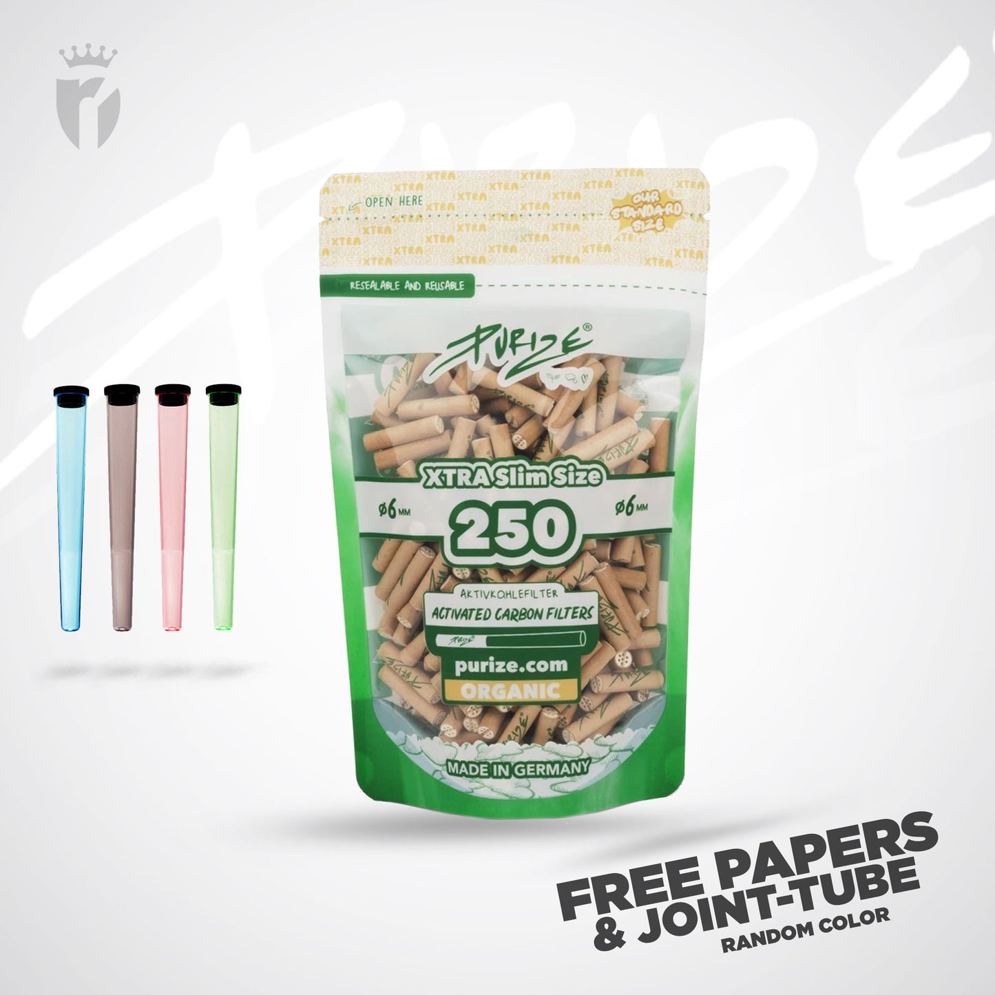 PURIZE Aktivkohlefilter XTRA Slim 6mm - (250 Stück)
