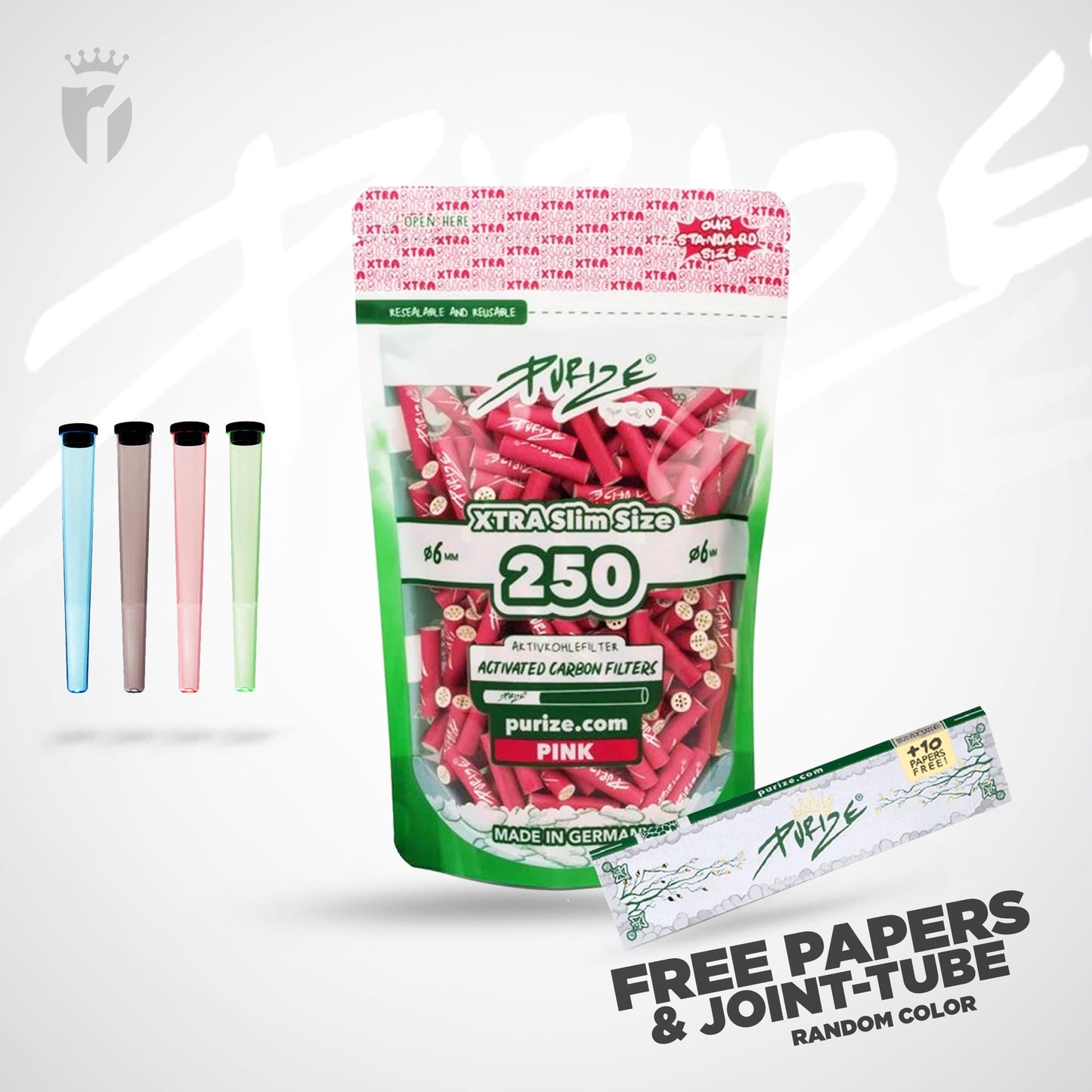 PURIZE Aktivkohlefilter XTRA Slim 6mm - (250 Stück)