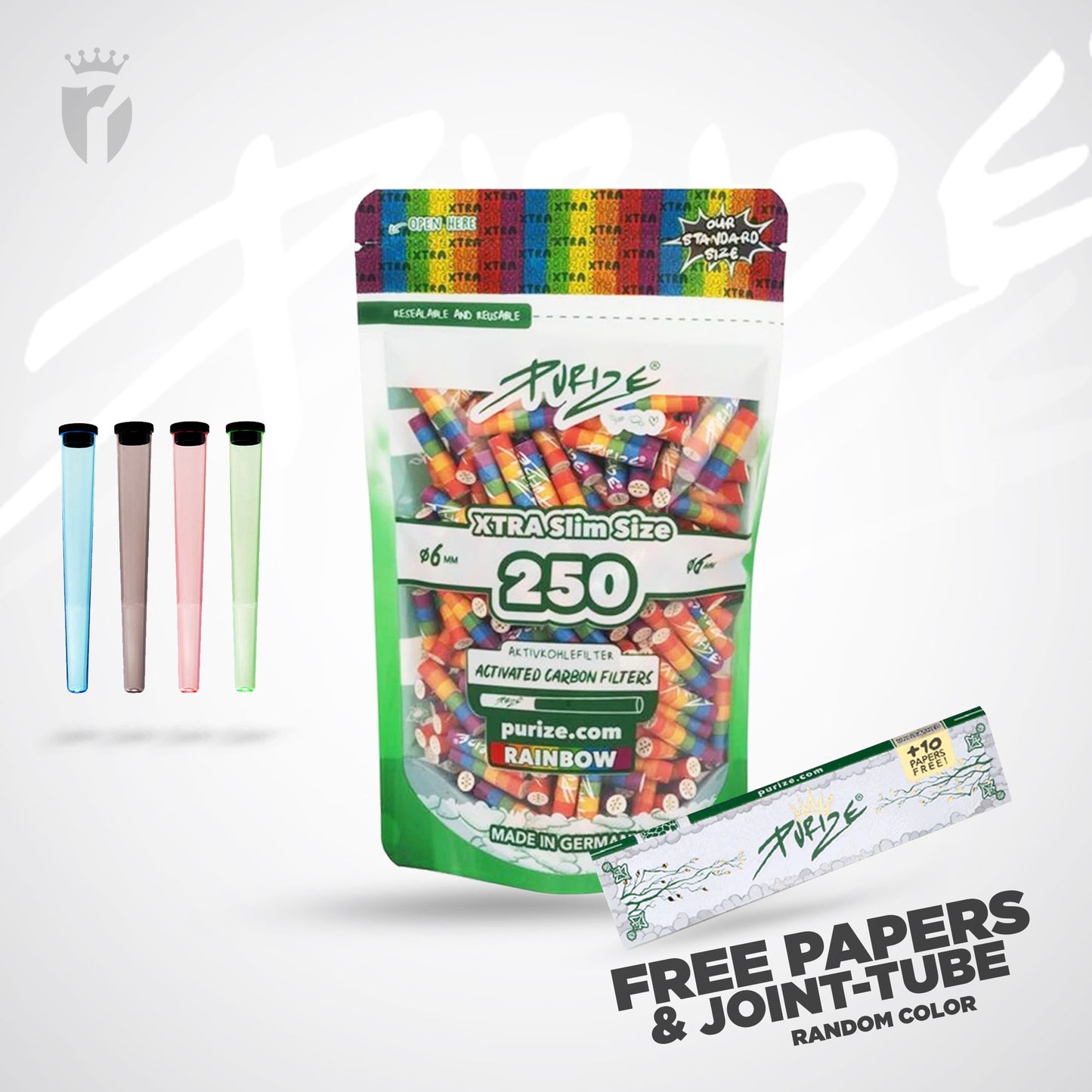 PURIZE Aktivkohlefilter XTRA Slim 6mm - (250 Stück)