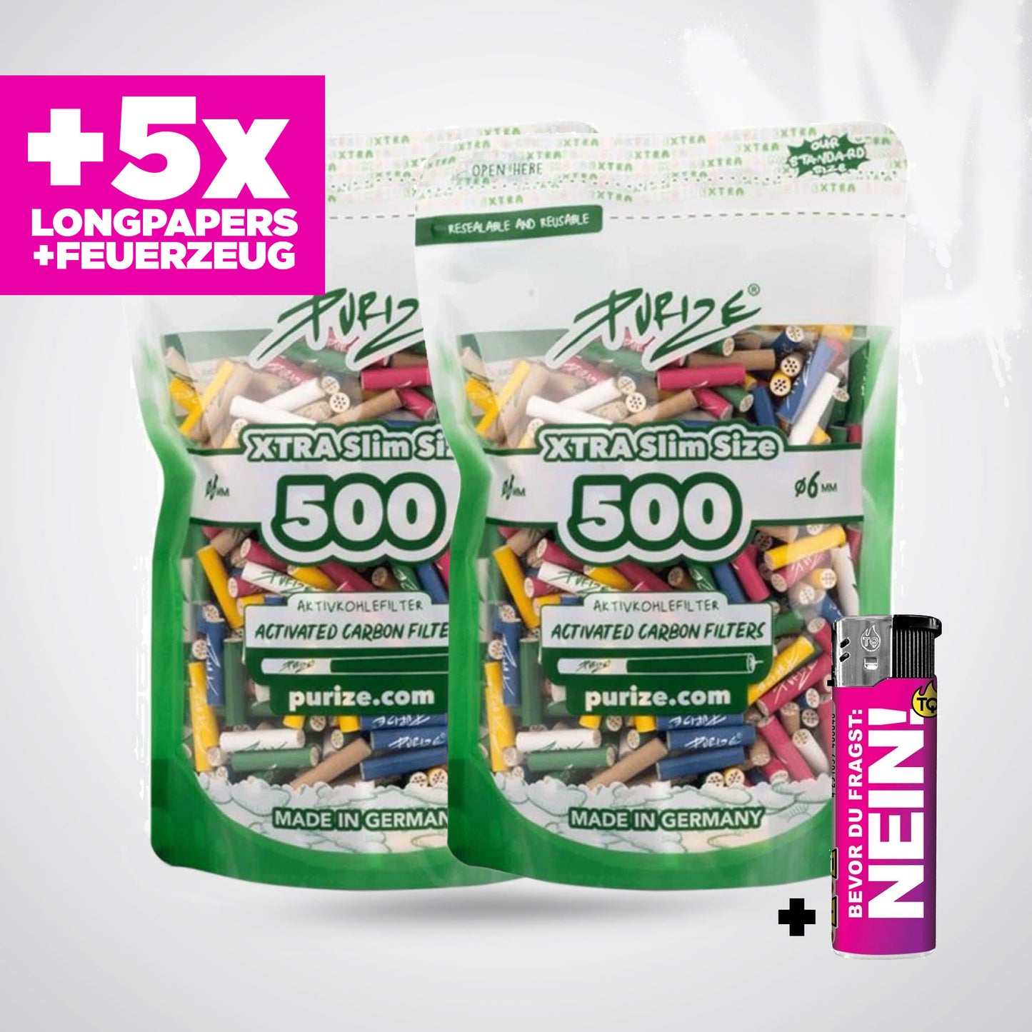 PURIZE Aktivkohlefilter XTRA Slim 6mm - (1000 Stück)