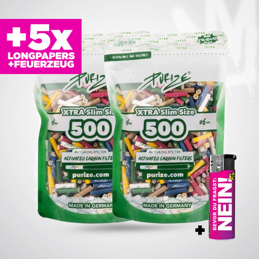 PURIZE Aktivkohlefilter XTRA Slim 6mm - (1000 Stück)