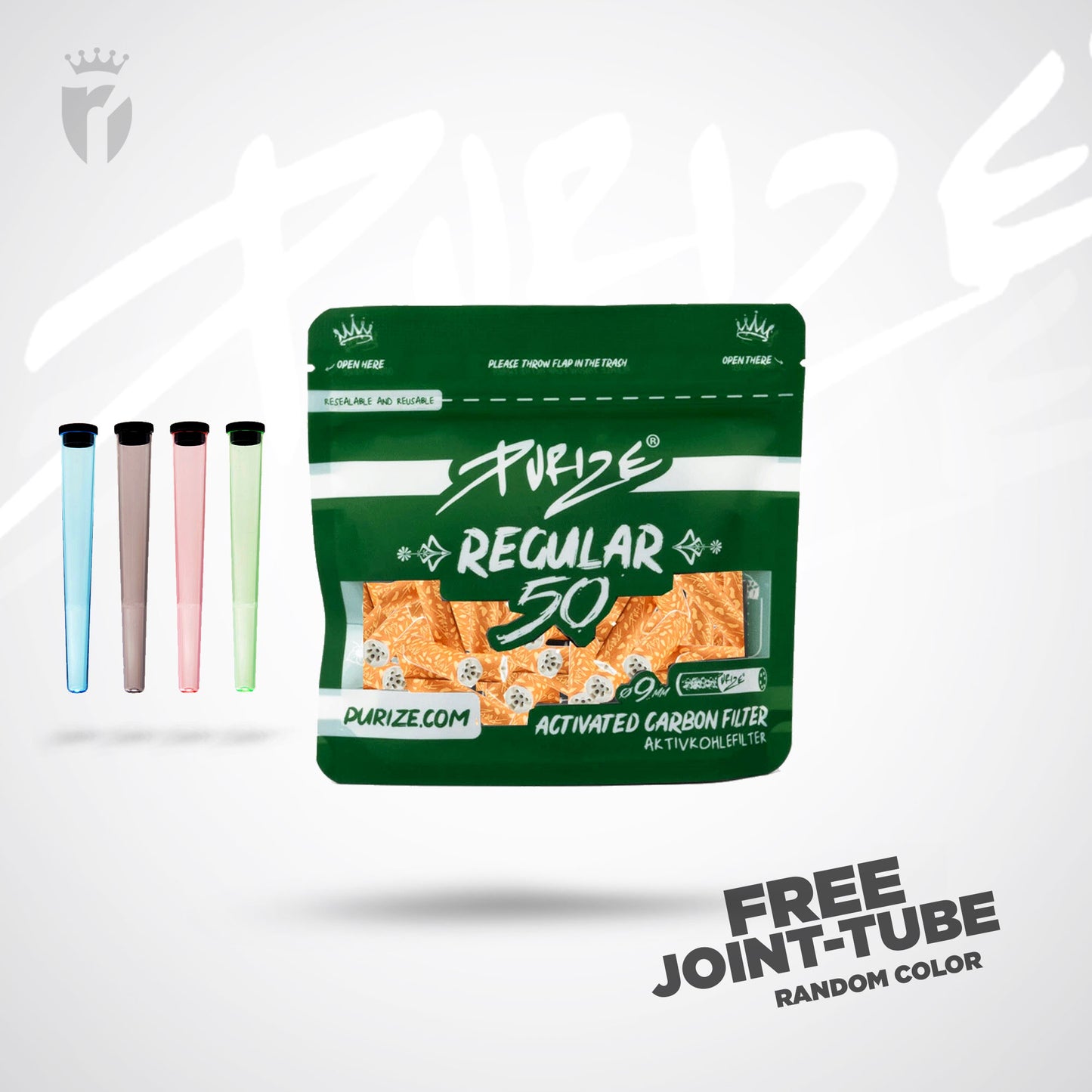 PURIZE Aktivkohlefilter Regular Size 9mm - (50 Stück)