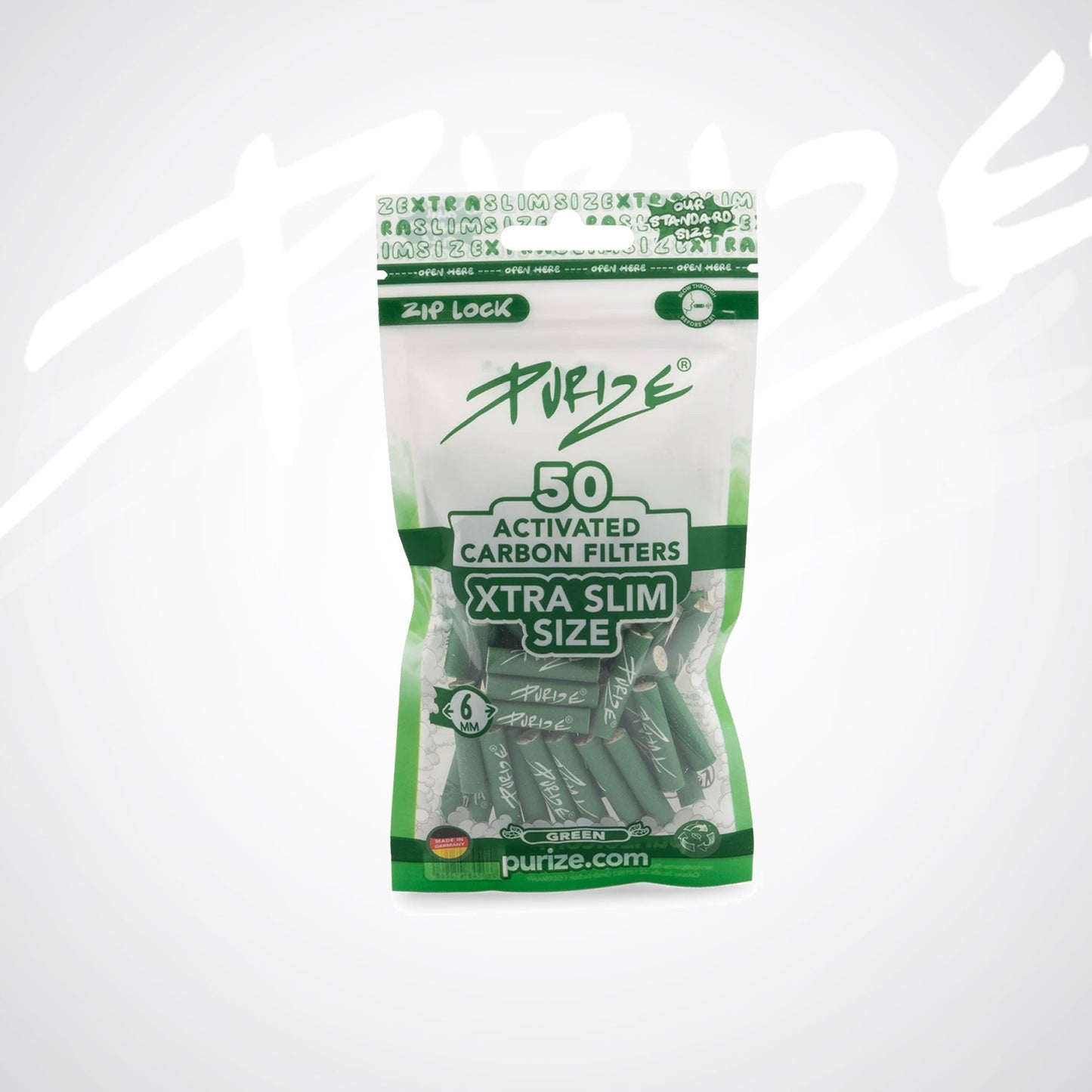 PURIZE Aktivkohlefilter XTRA Slim 6mm - (50 Stück)