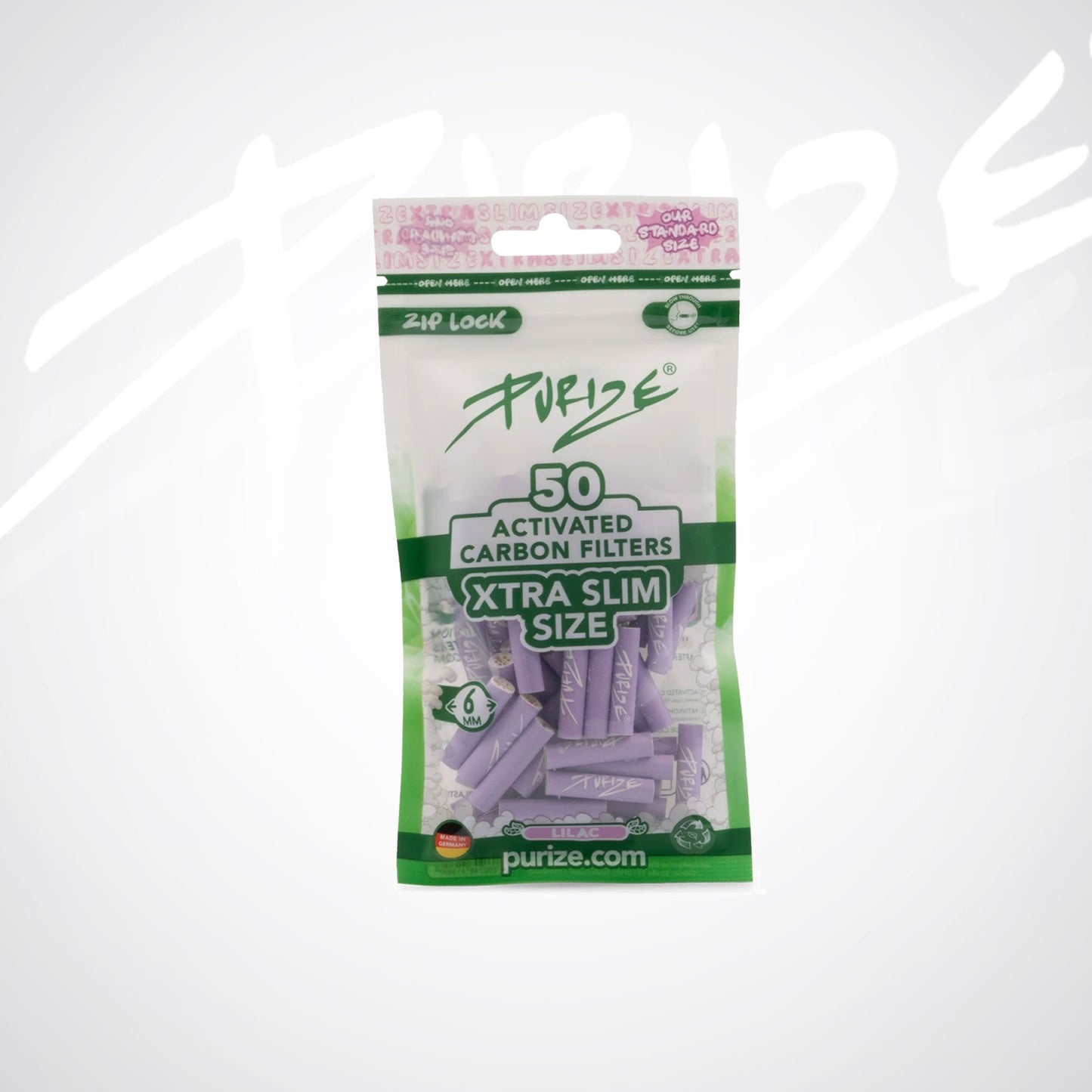 PURIZE Aktivkohlefilter XTRA Slim 6mm - (50 Stück)
