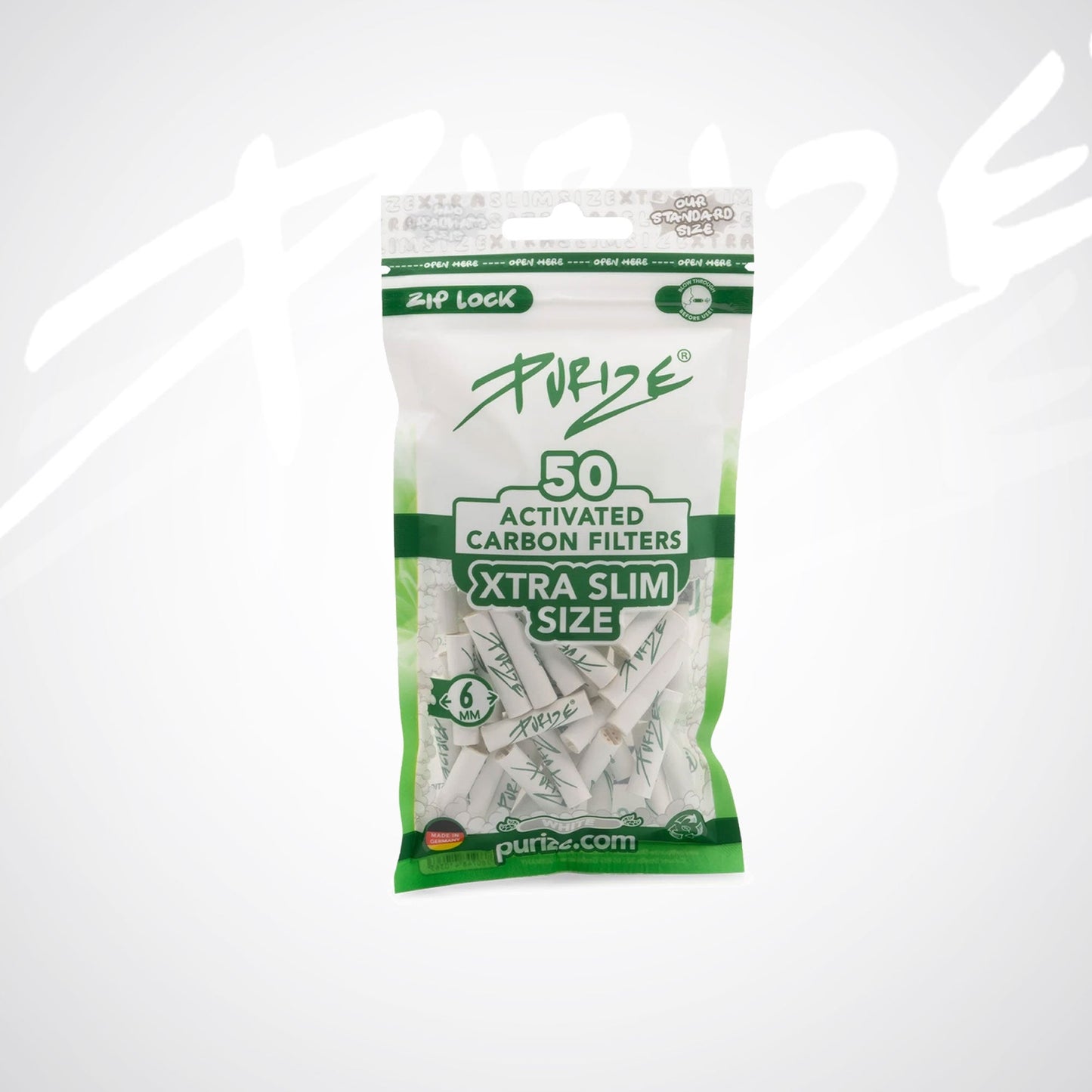 PURIZE Aktivkohlefilter XTRA Slim 6mm - (50 Stück)