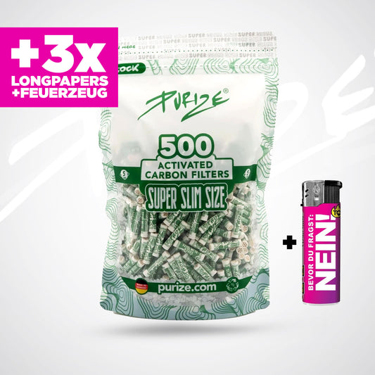 PURIZE Aktivkohlefilter Super Slim Size 5mm (500 Stück)