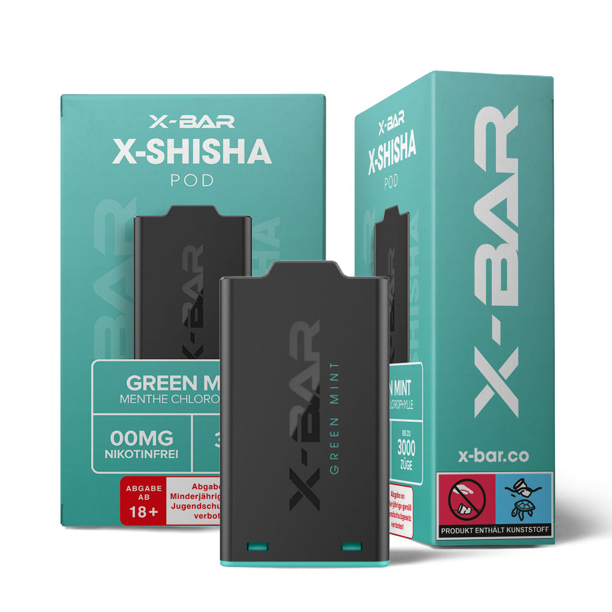 X-Bar - X-Shisha - Pod - Green Mint (0mg/ml - Nikotinfrei)