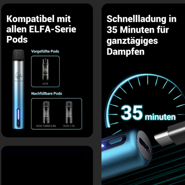 ELF Bar - ELFA Turbo - Refill Pod Kit - Basisgerät mit Pod - 0,8 Ohm